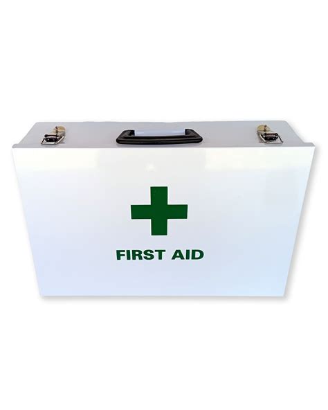 white metal first aid box|large empty first aid box.